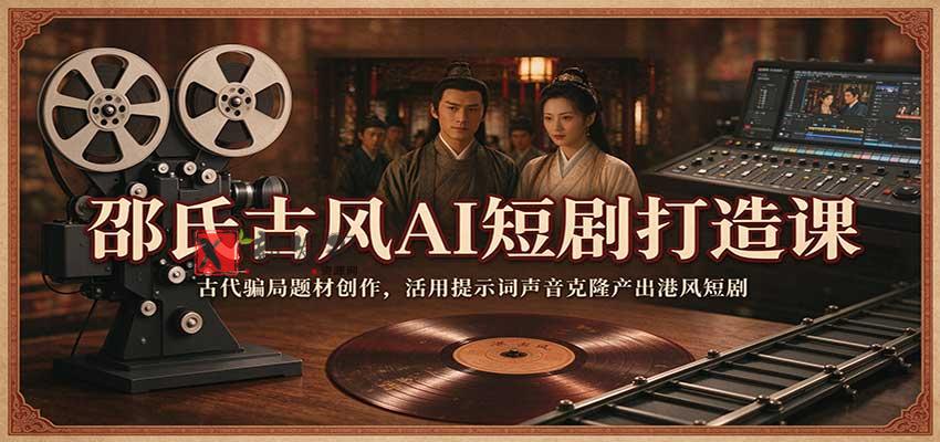 邵氏古风AI短剧打造课：古代骗局题材创作，活用提示词声音克隆产出港风短剧-新发现资源网