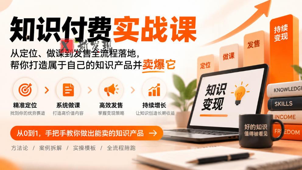 知识付费实战课：从定位、做课到发售全流程落地，帮你打造属于自己的知识产品并卖爆它-新发现资源网