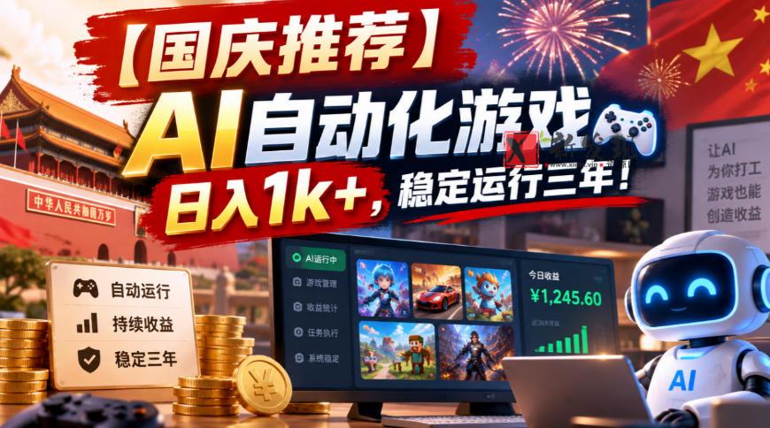【国庆推荐】AI自动化游戏，日入1k+，操作简单，稳定运行三年！【揭秘】-新发现资源网