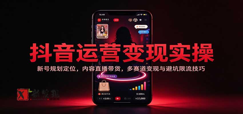 抖音运营变现实操:新号规划定位,内容直播带货,多赛道变现与避坑限流技巧-新发现资源网