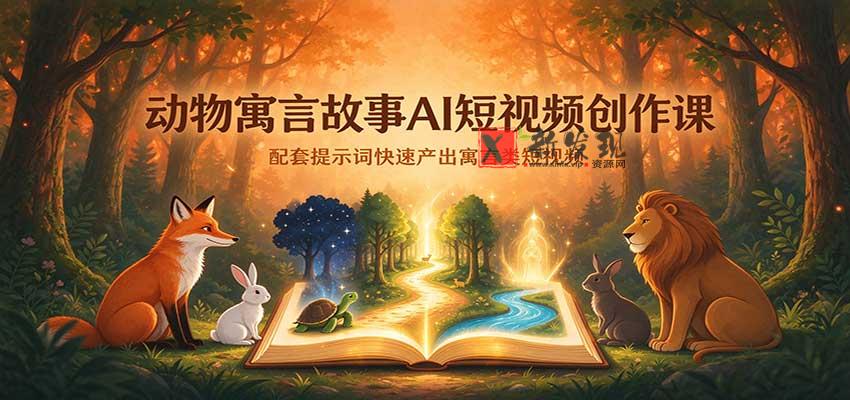 动物寓言故事AI短视频创作课：配套提示词快速产出寓言类短视频-新发现资源网